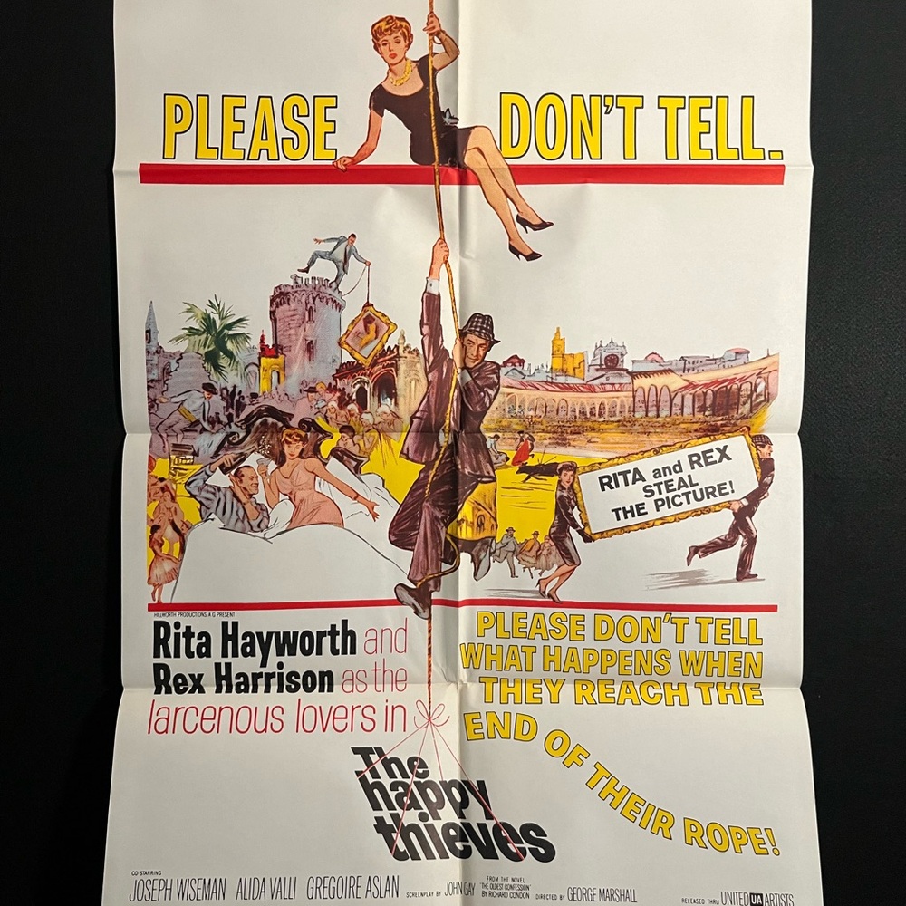 The Happy Thieves 1962  One Sheet Movie Poster Rita Hayworth, Rex Harrison